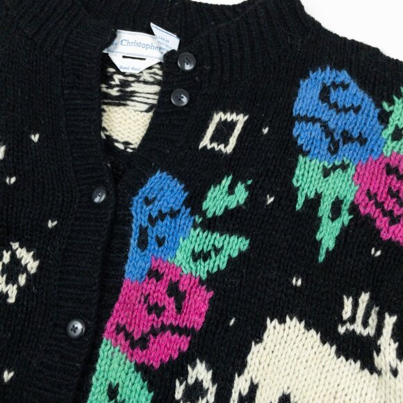 J. Christopher Vintage Cardigan Women's Medium Shetland Wool Hand Knit Reindeer - Picture 5 of 13